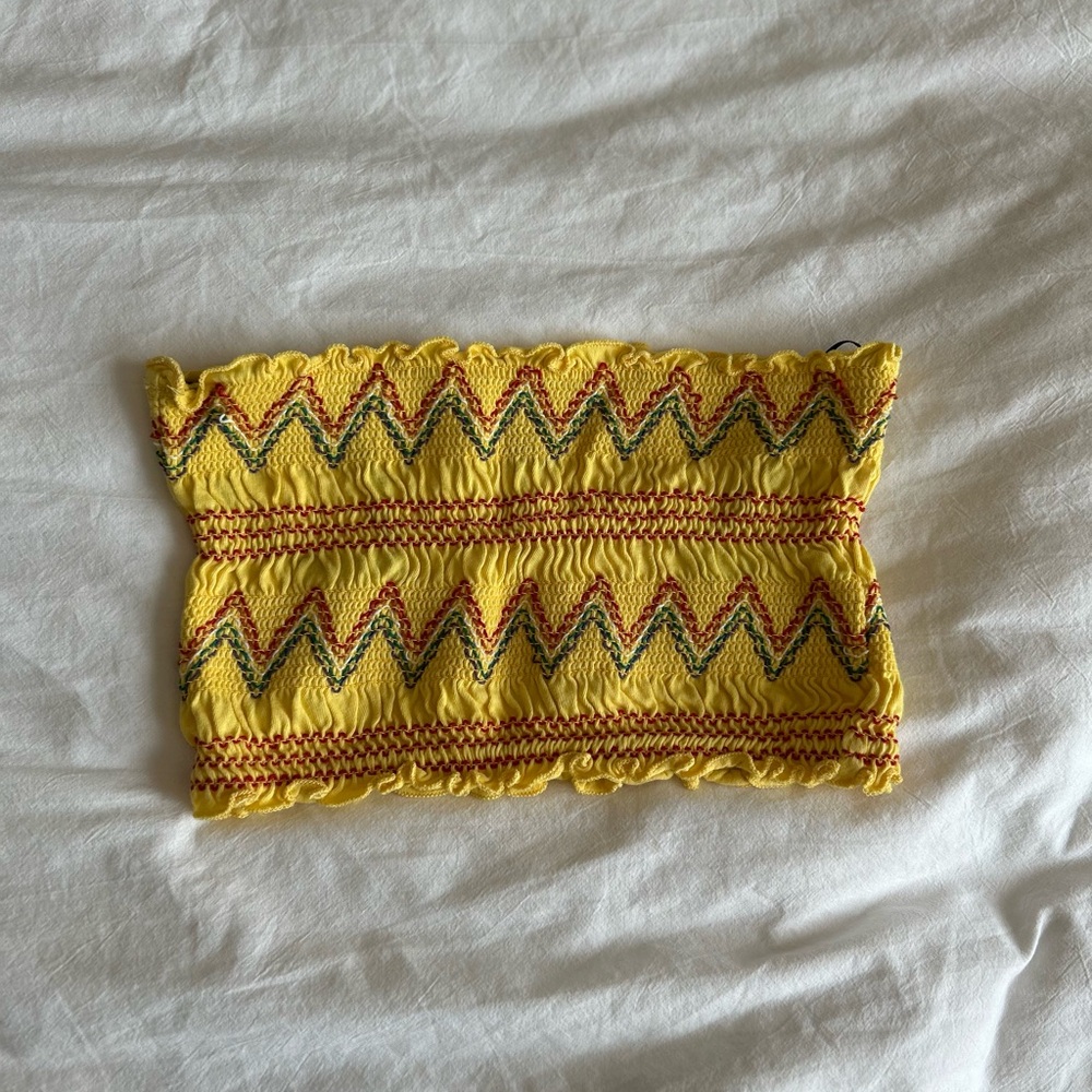 Forever 21 Yellow Smocked Tube Top